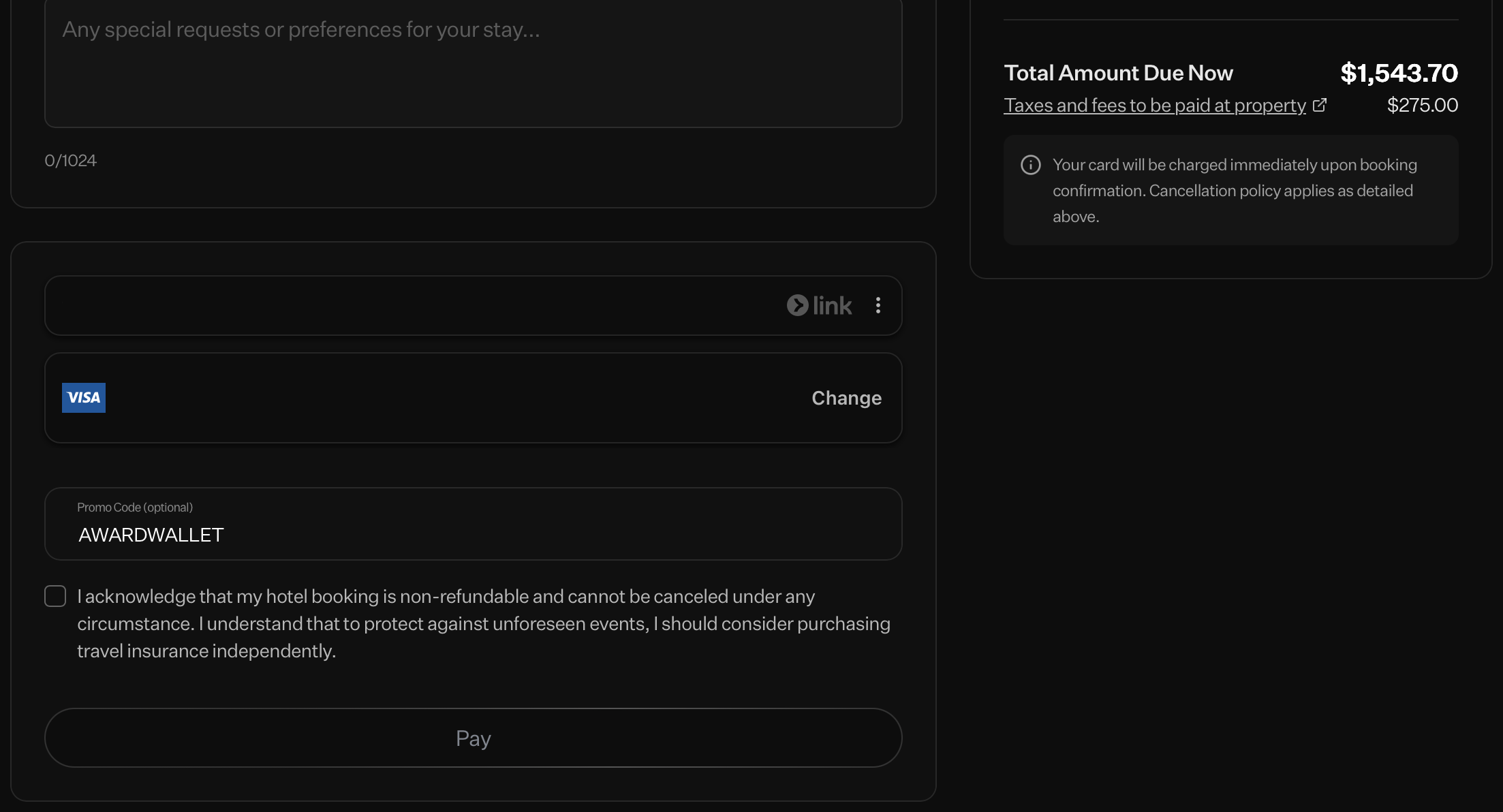 Rove Miles promo code section.