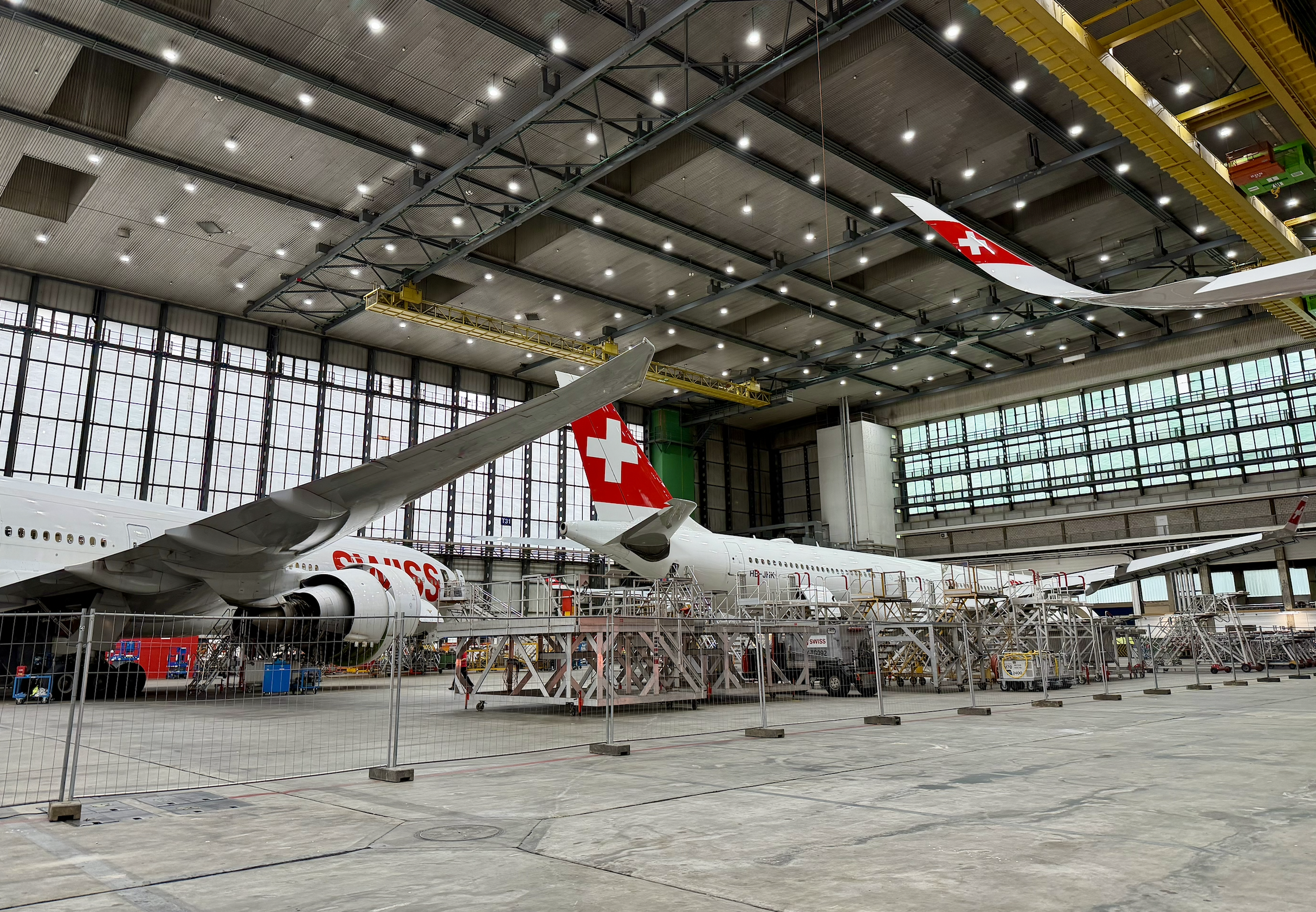 Airplanes in SWISS hangar.
