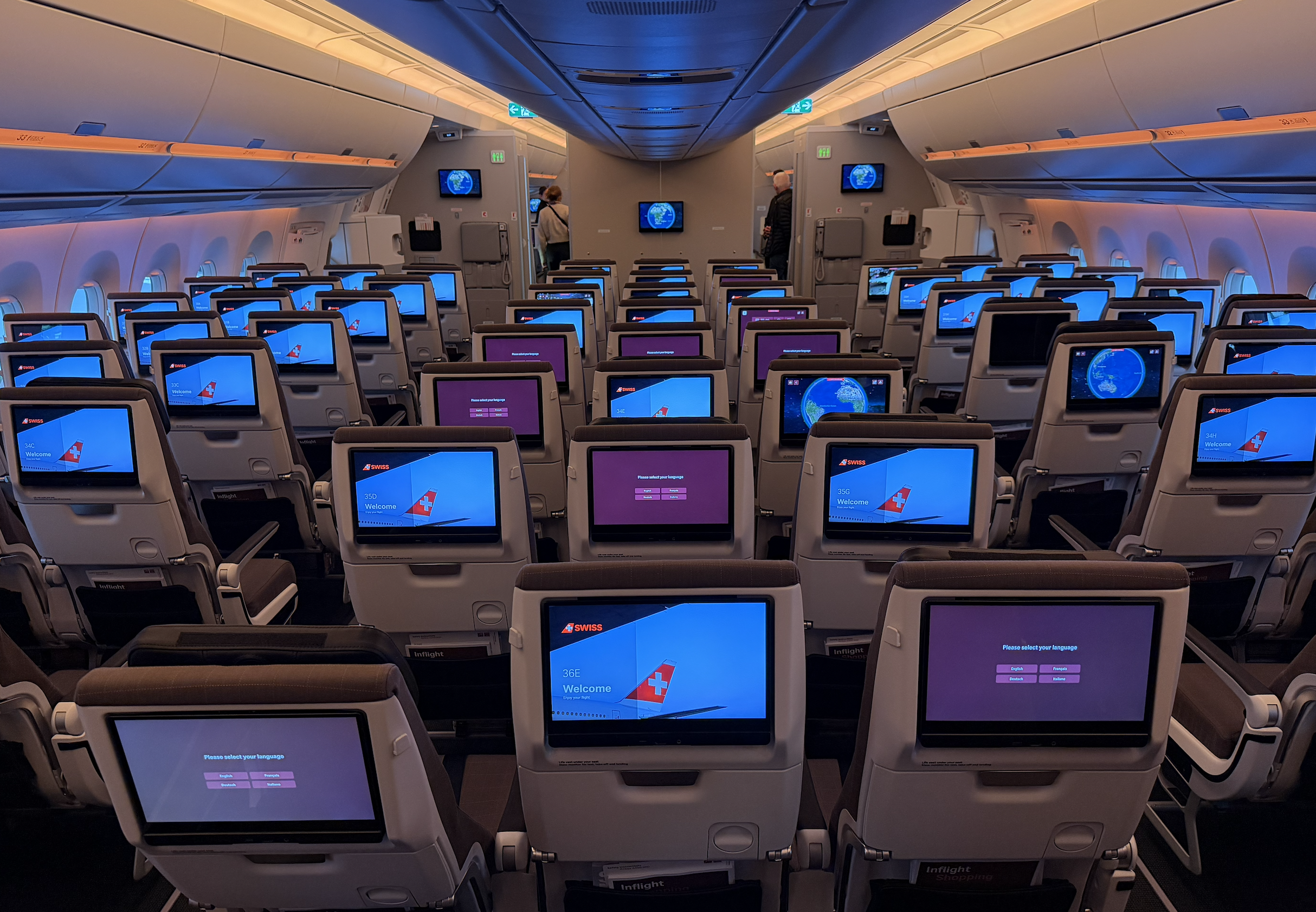 SWISS A350 economy seats rear view