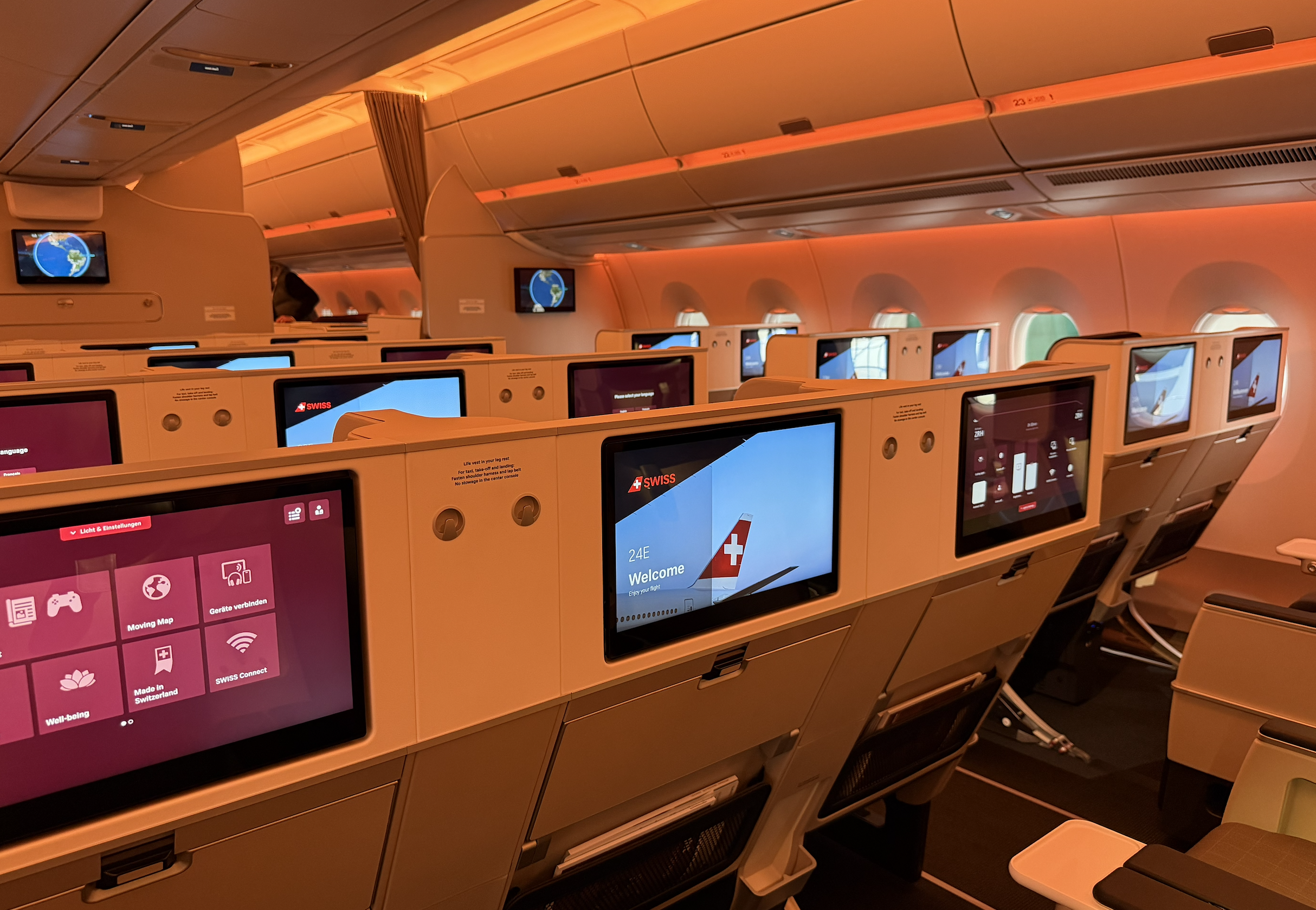 SWISS A350 premium economy screens