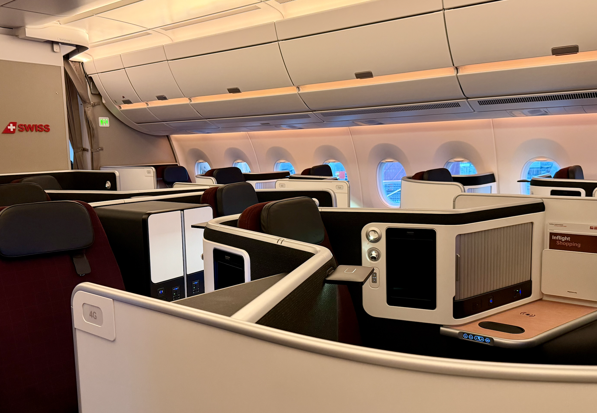 SWISS A350 business class cabin