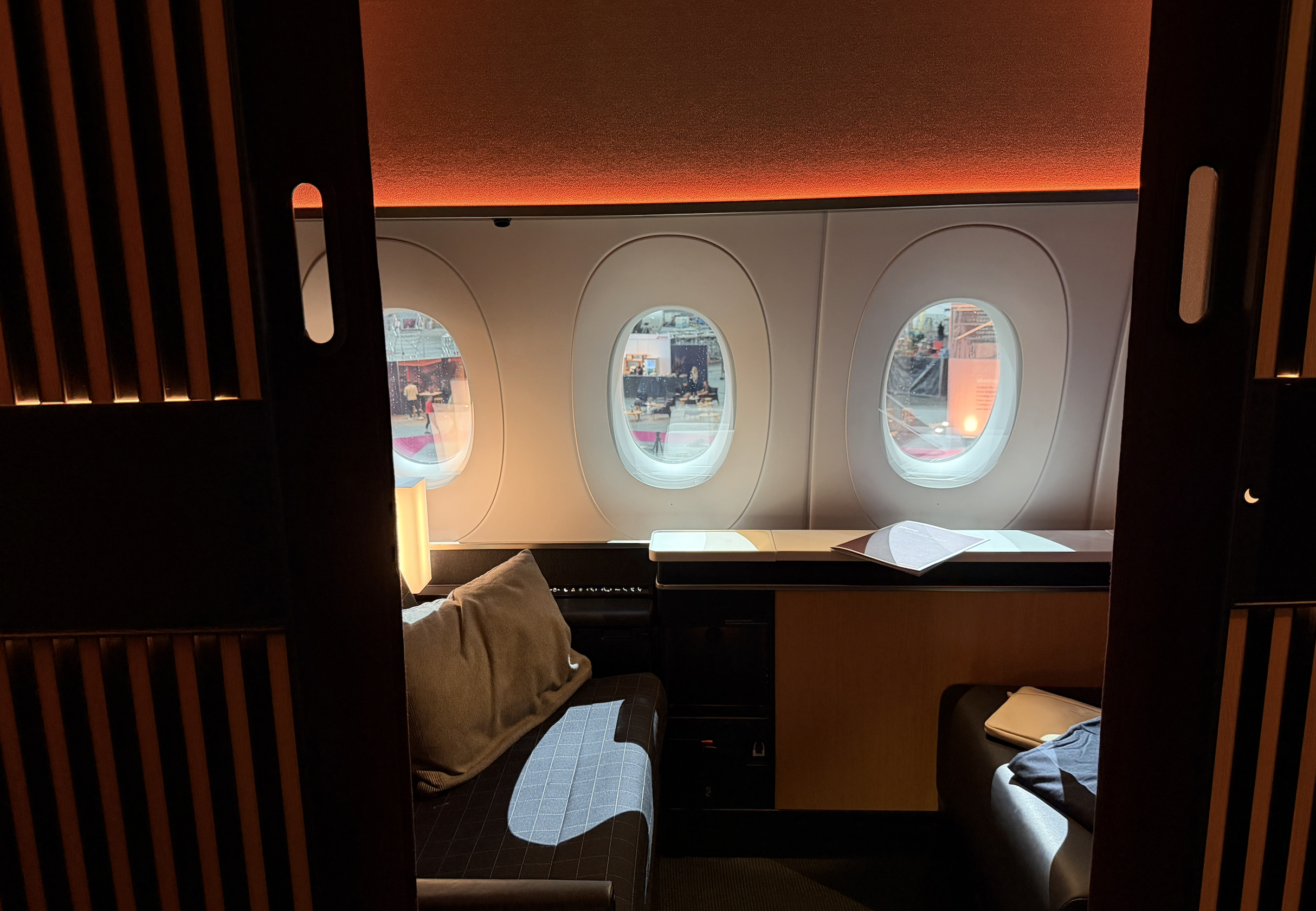 Side view of SWISS A350 first class suite