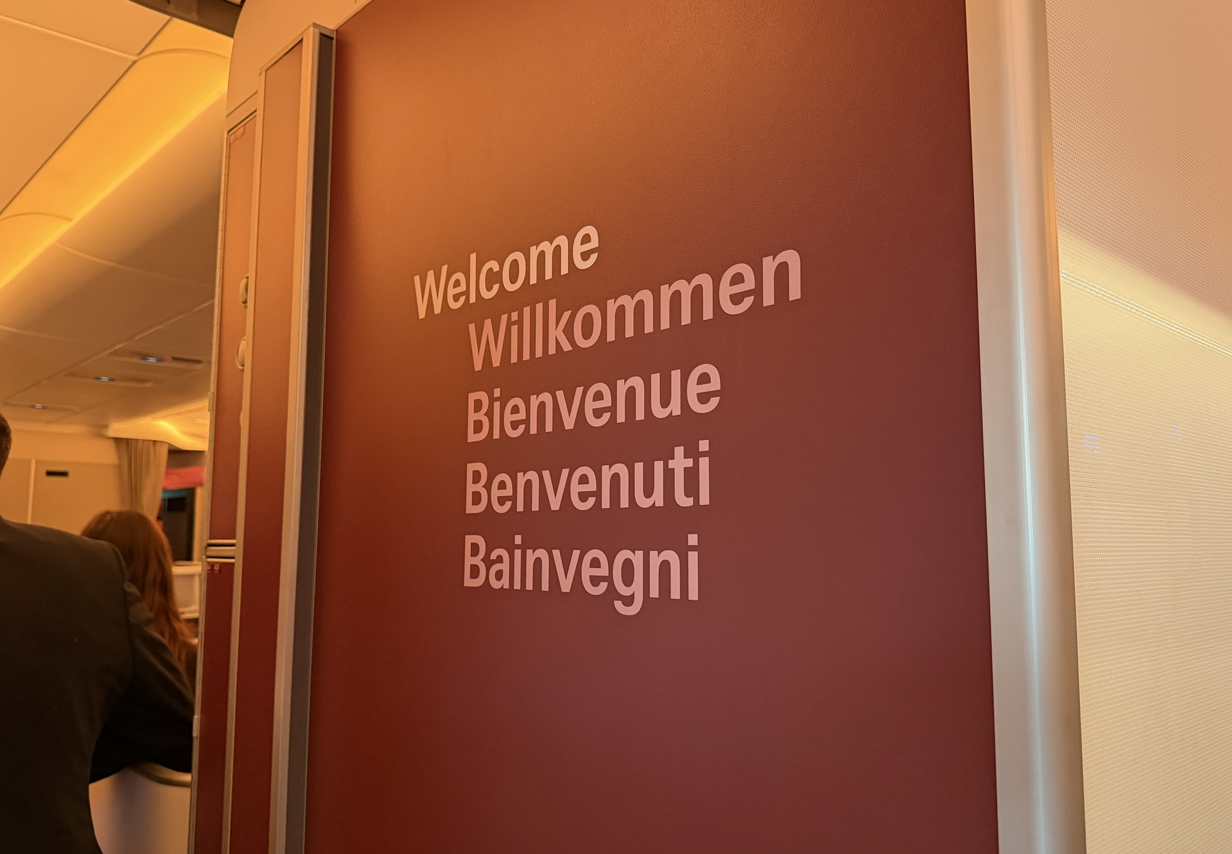 SWISS A350 welcome sign.