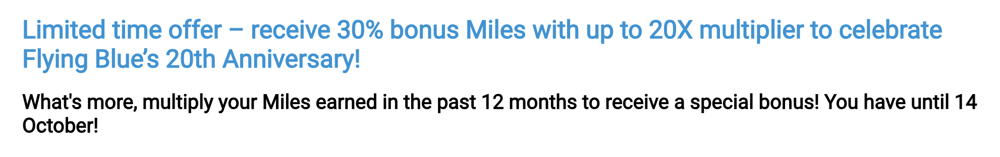 Muliply my miles Flying Blue limited time offer