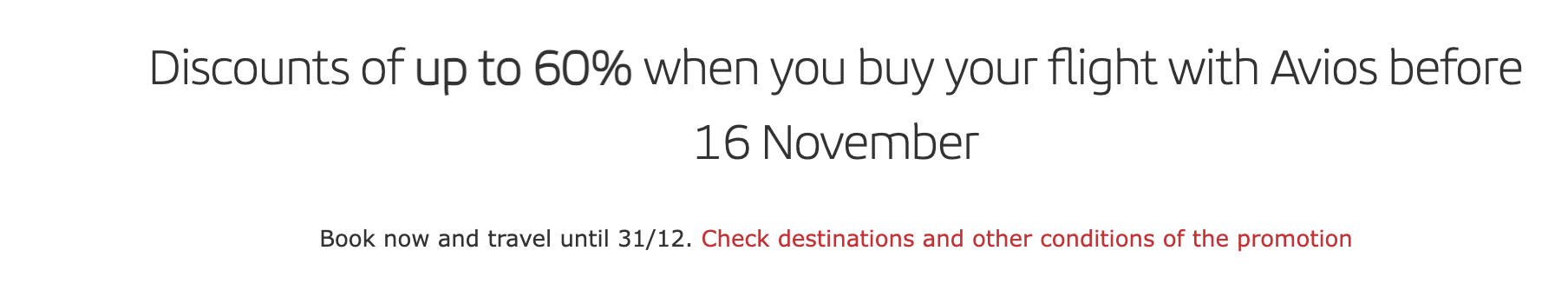 A screenshot of Iberia's 60% off award redemptions promotion