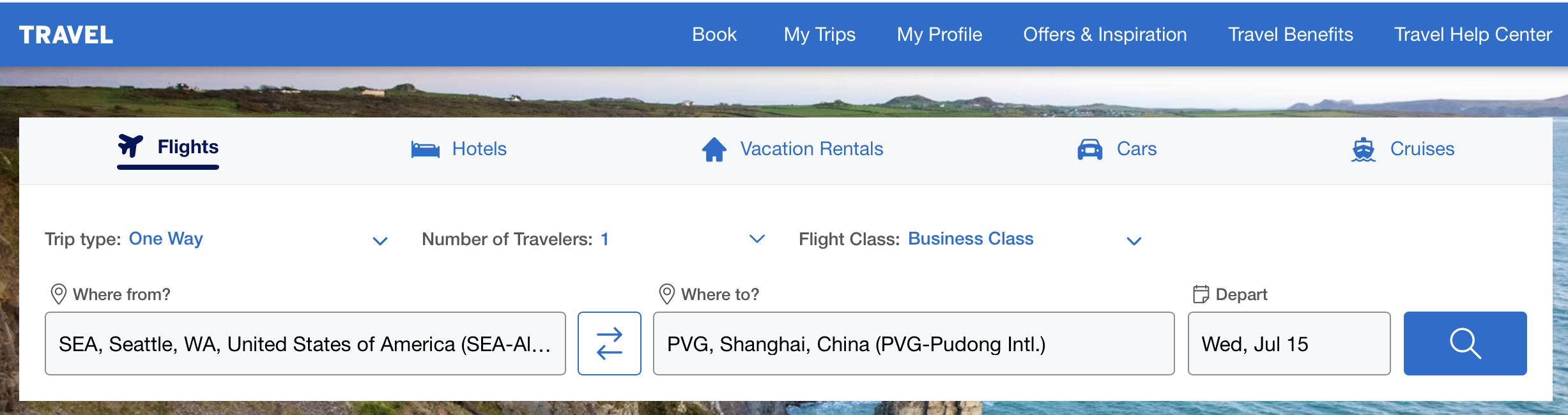 The Amex Travel booking portal