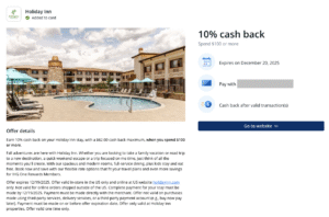 10% cash back at Holiday Inn
