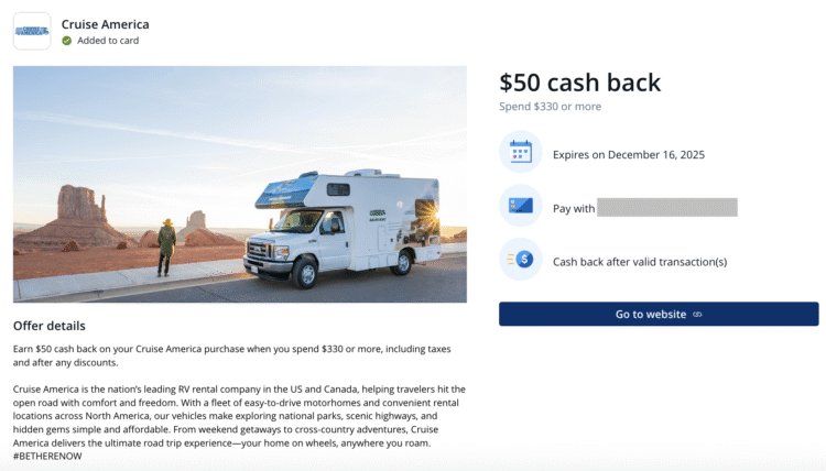 $50 back at Cruise America