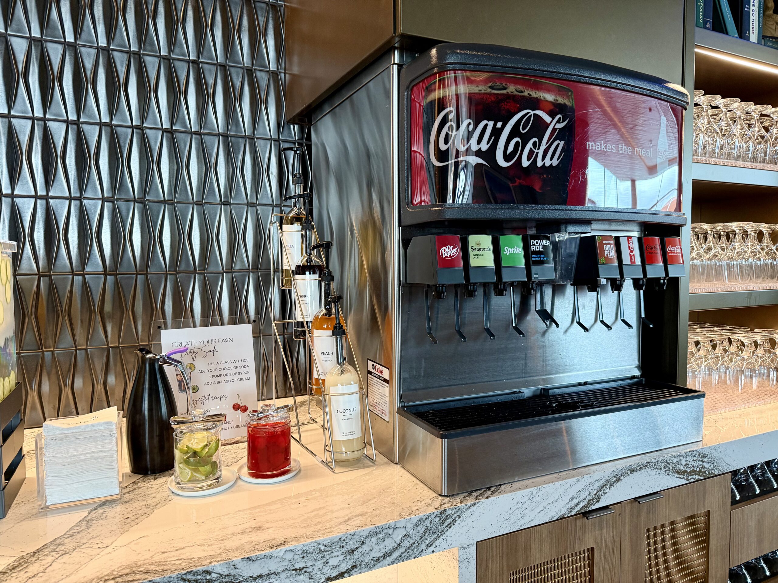 Delta Sky Club SLC Concourse B dirty soda station.