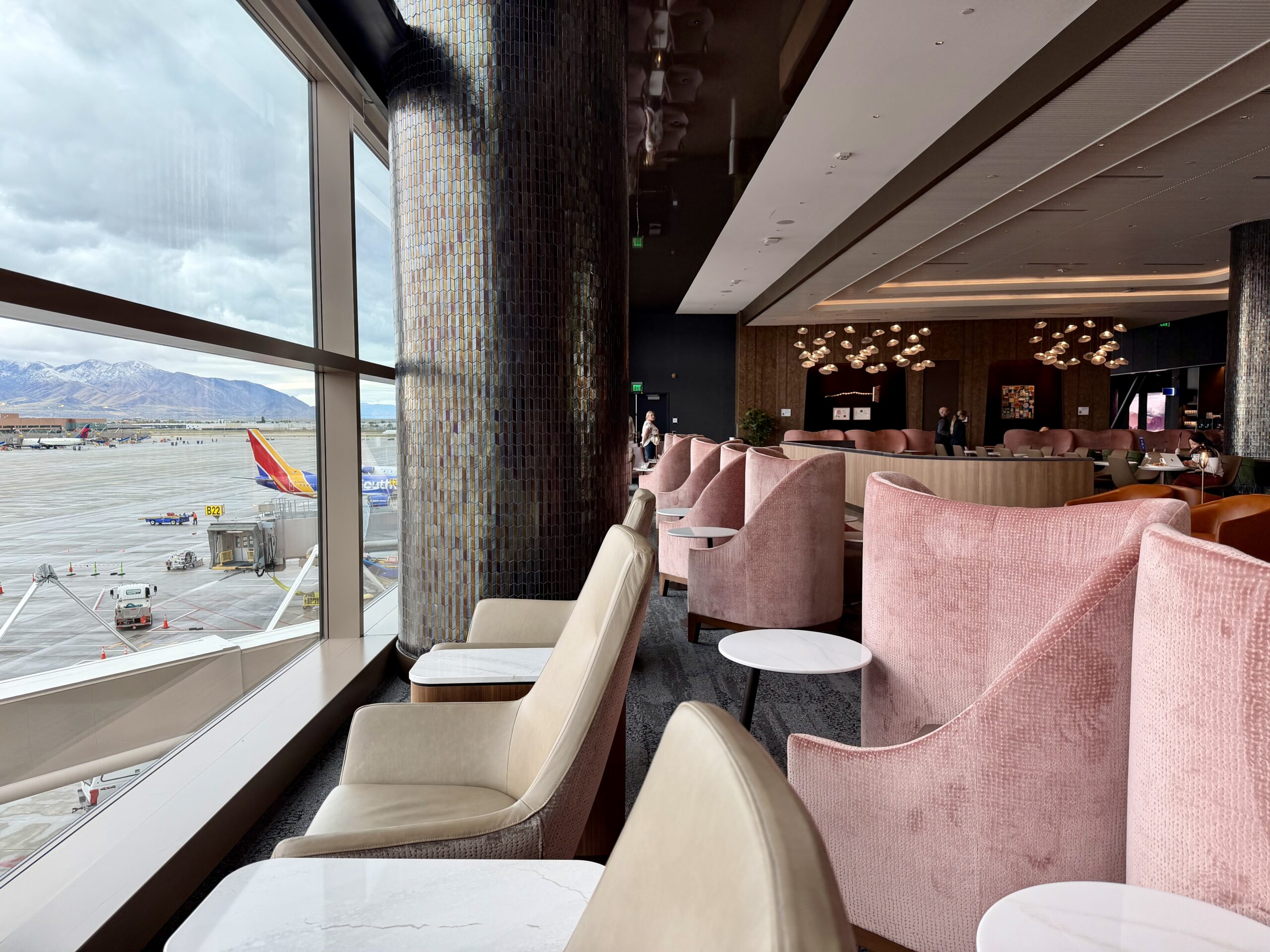 Delta Sky Club SLC Concourse B window seating.