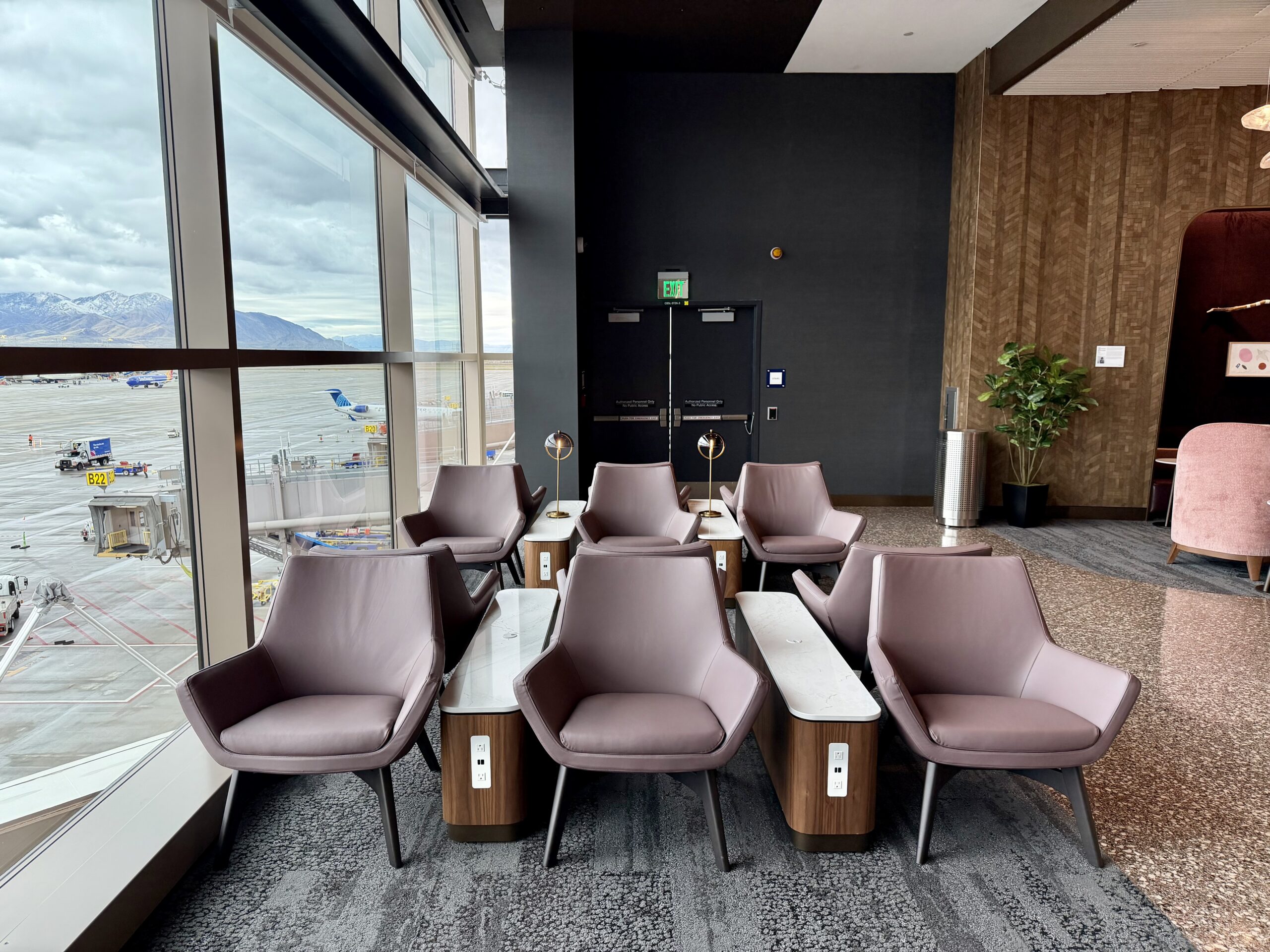 Delta Sky Club SLC Concourse B window seating.