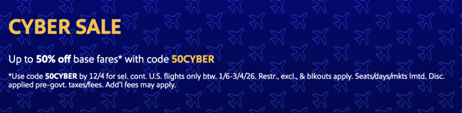 Southwest Cyber Sale promo banner.