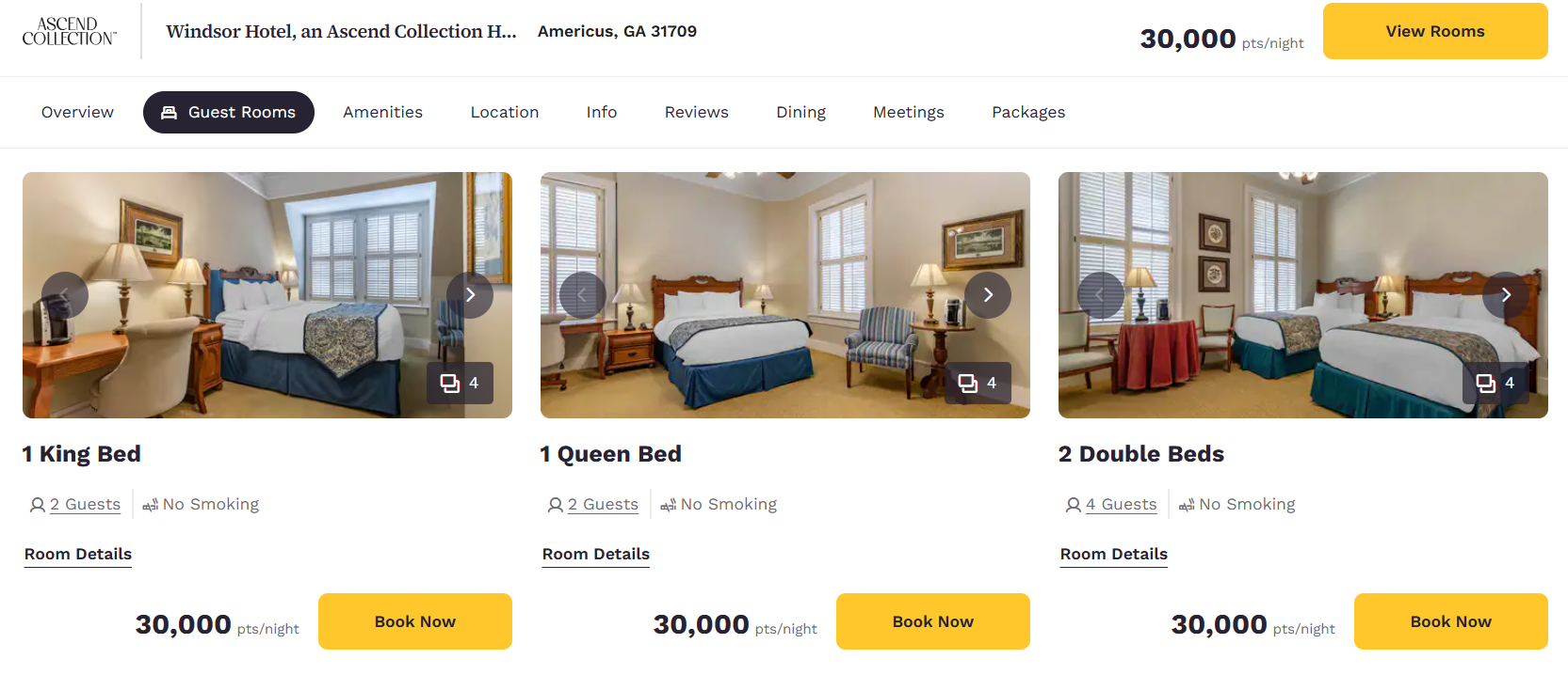 Windsor Hotel Choice points Halloween 2025 pricing