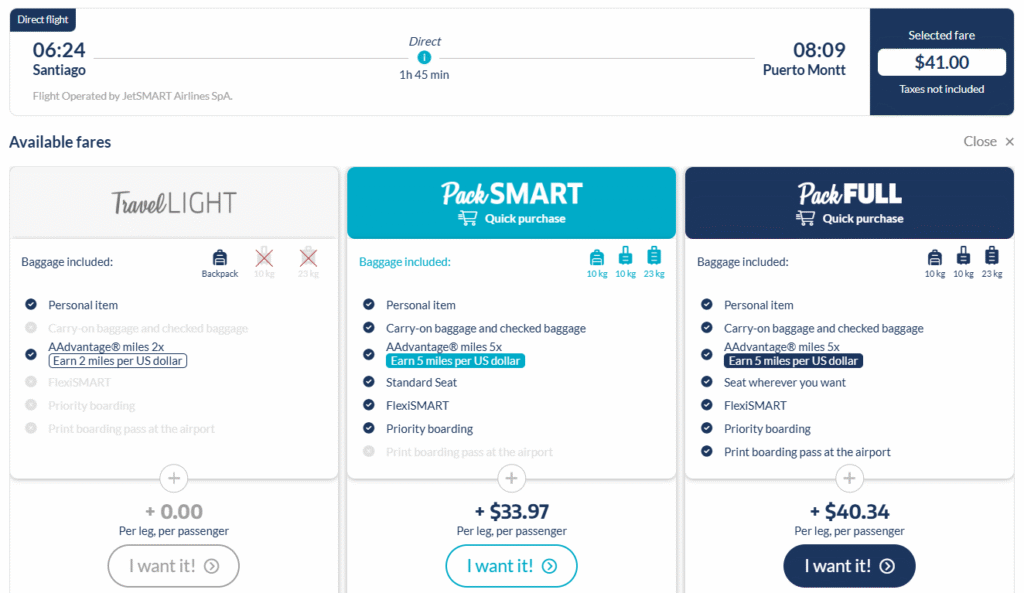 Booking a JetSMART flight with cash