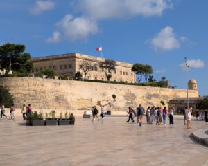 Plaza outside the main gate to Malta's Valletta