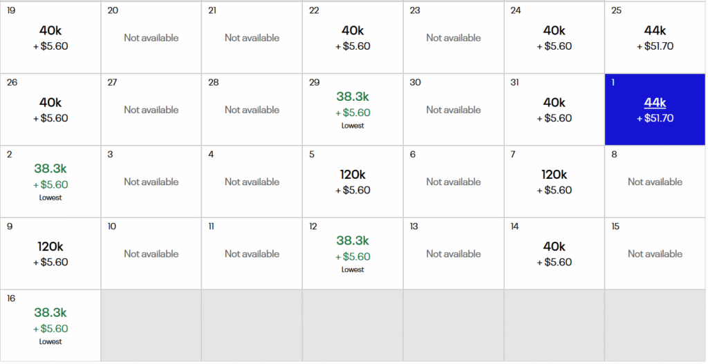Neward to SCQ calendar view