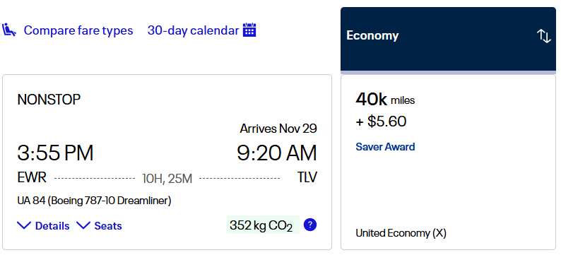 Newark to Tel-Aviv on United