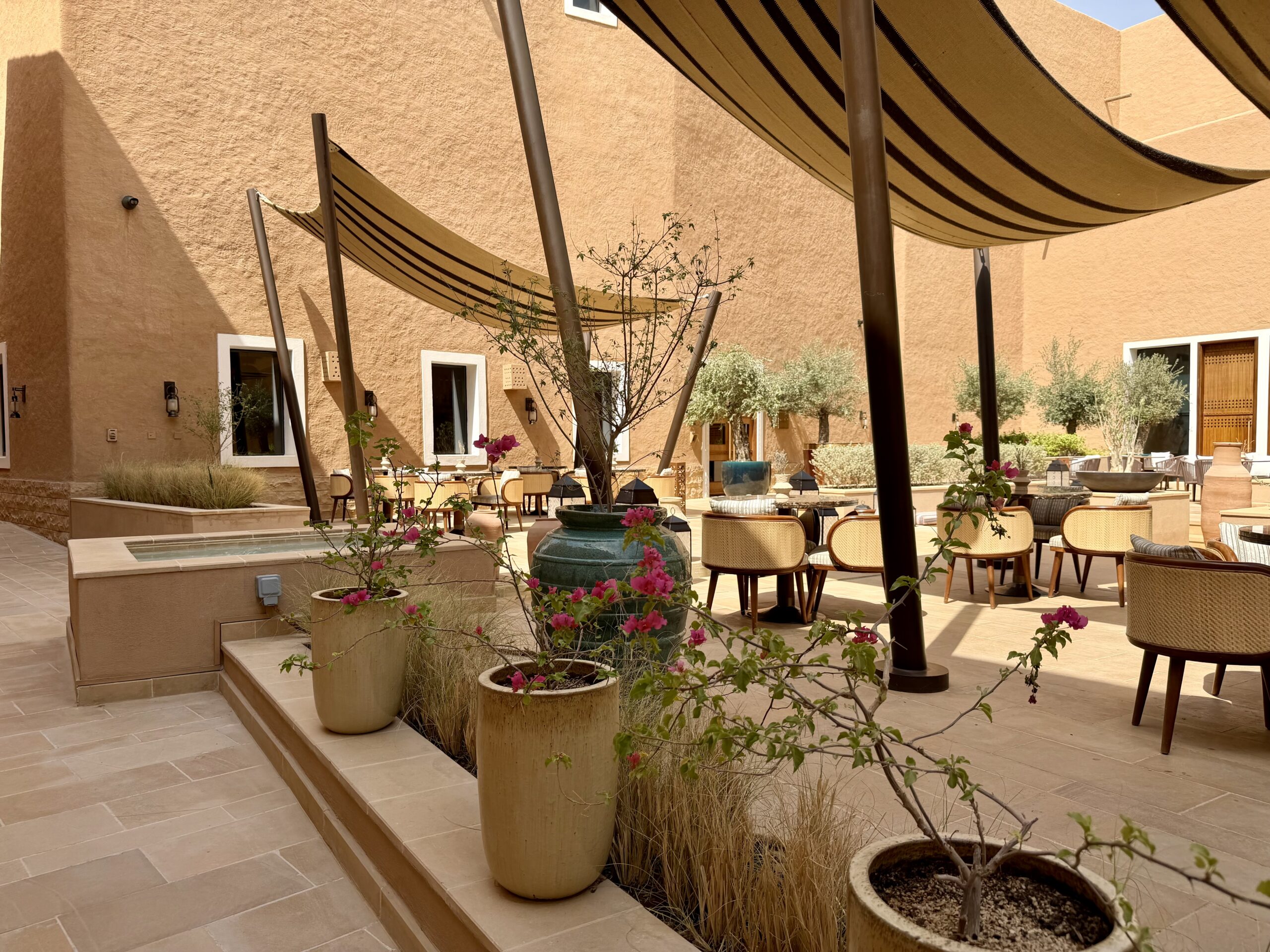 Courtyard at the Bab Samhan Hotel.