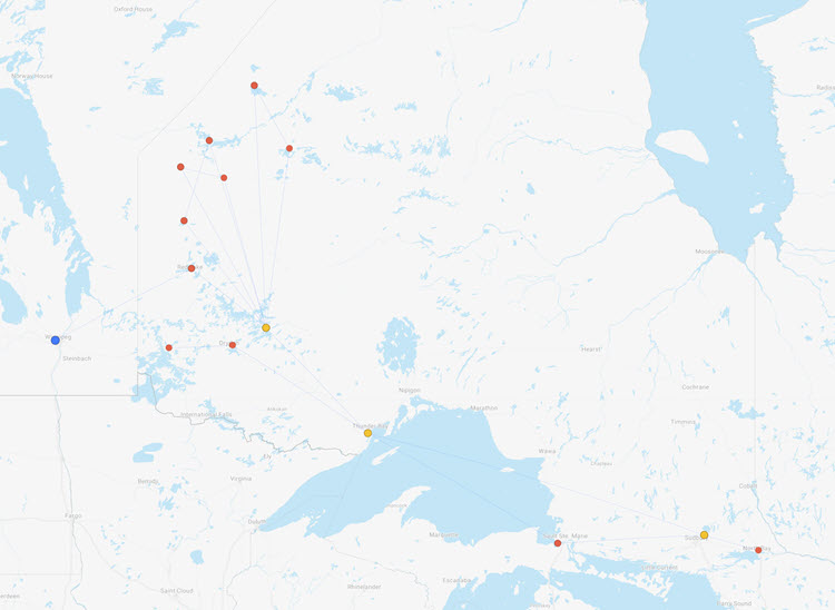 Bearskin Airlines Route Map