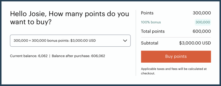 IHG Buy points promo receipt