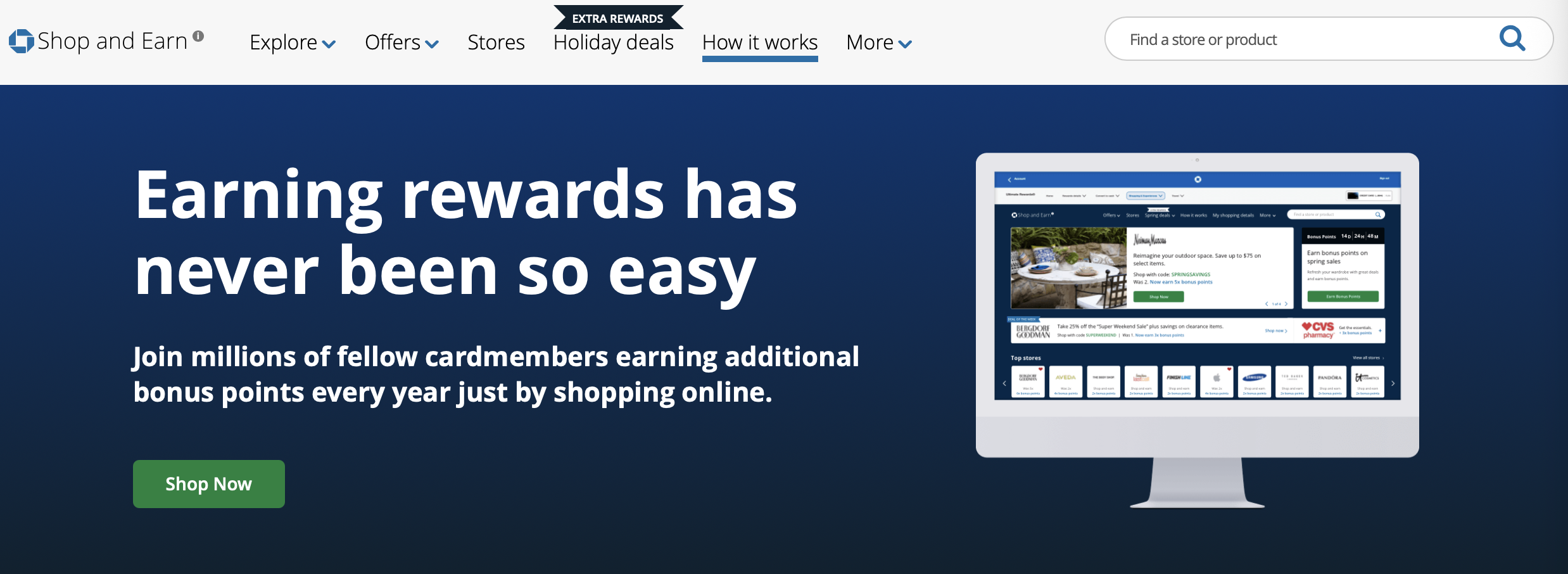 Chase Shop and Earn homepage.