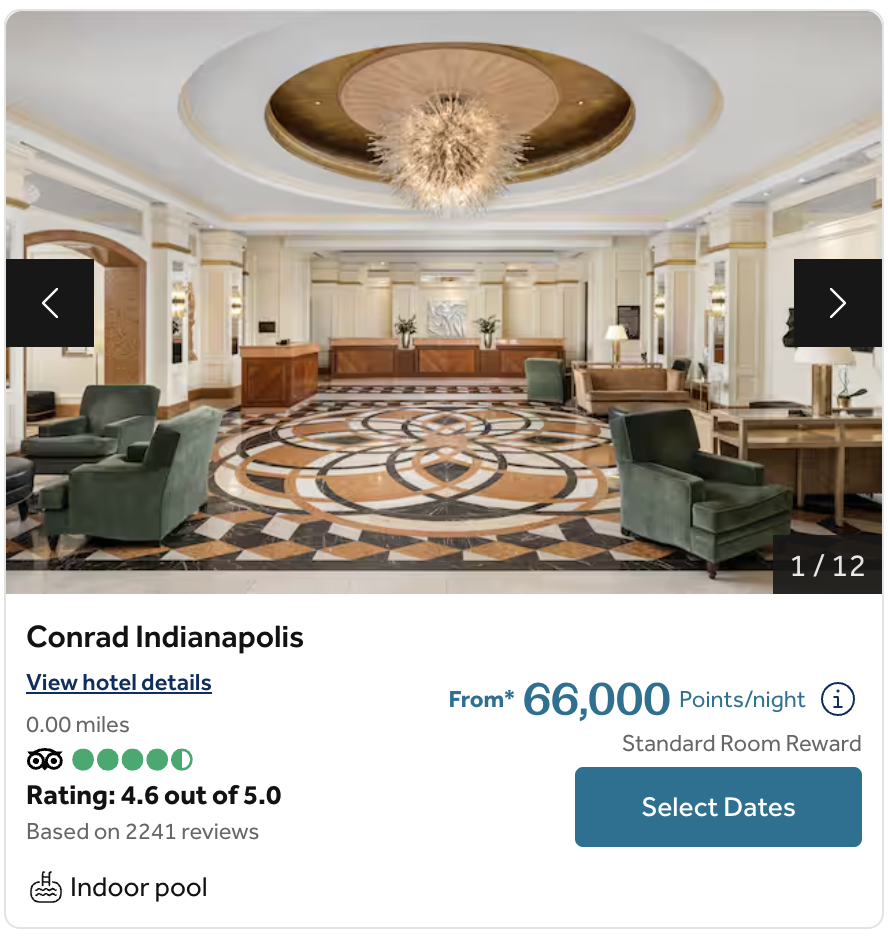 Conrad Indianapolis award rates.