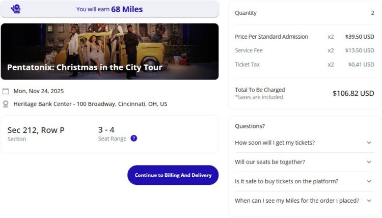 Flying Blue Concert Ticket Example