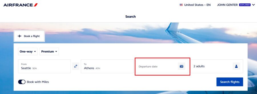 Flying Blue flexible award search example