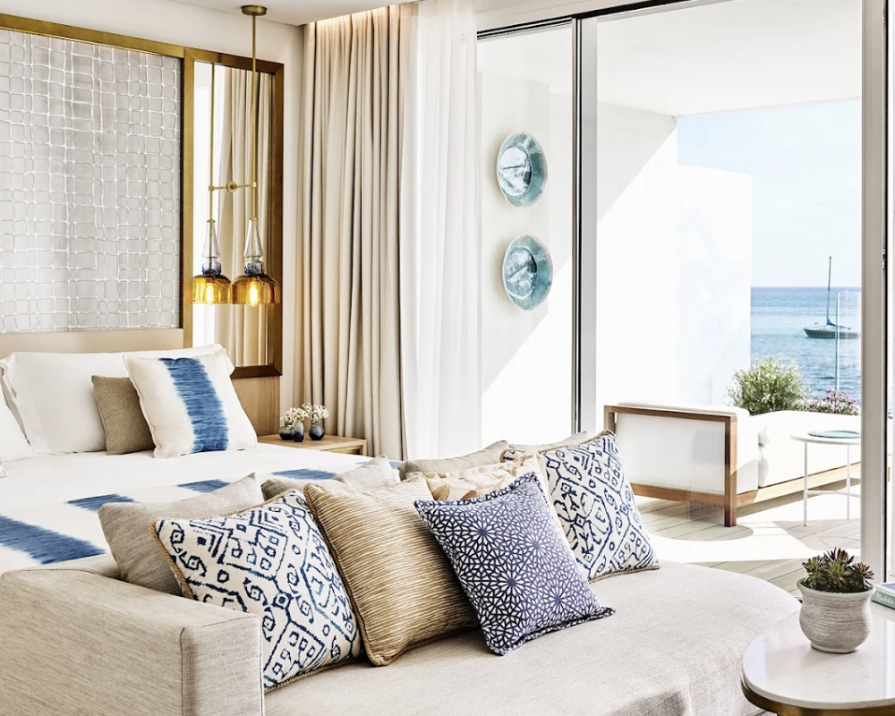 Bedroom at the Nobu Hotel Ibiza Bay.
