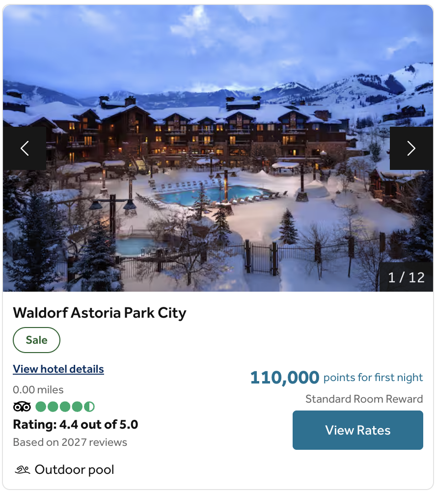 Waldorf Astoria Park City award rates