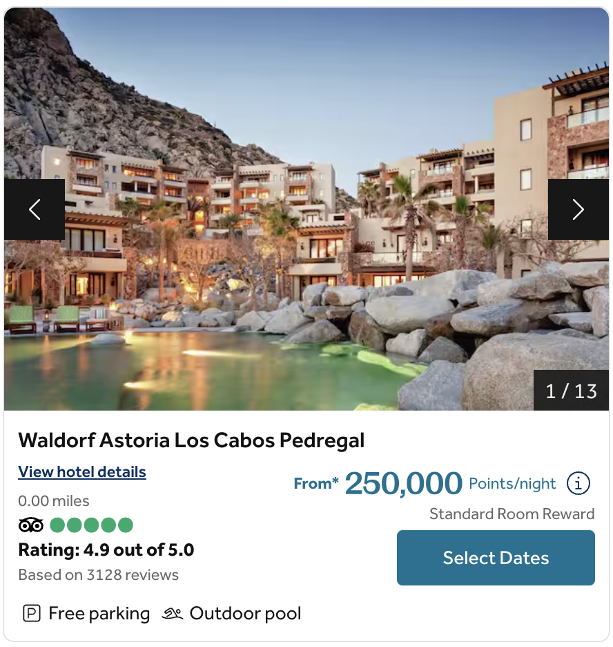 Waldorf Astoria Los Cabos Pedregal award rates.