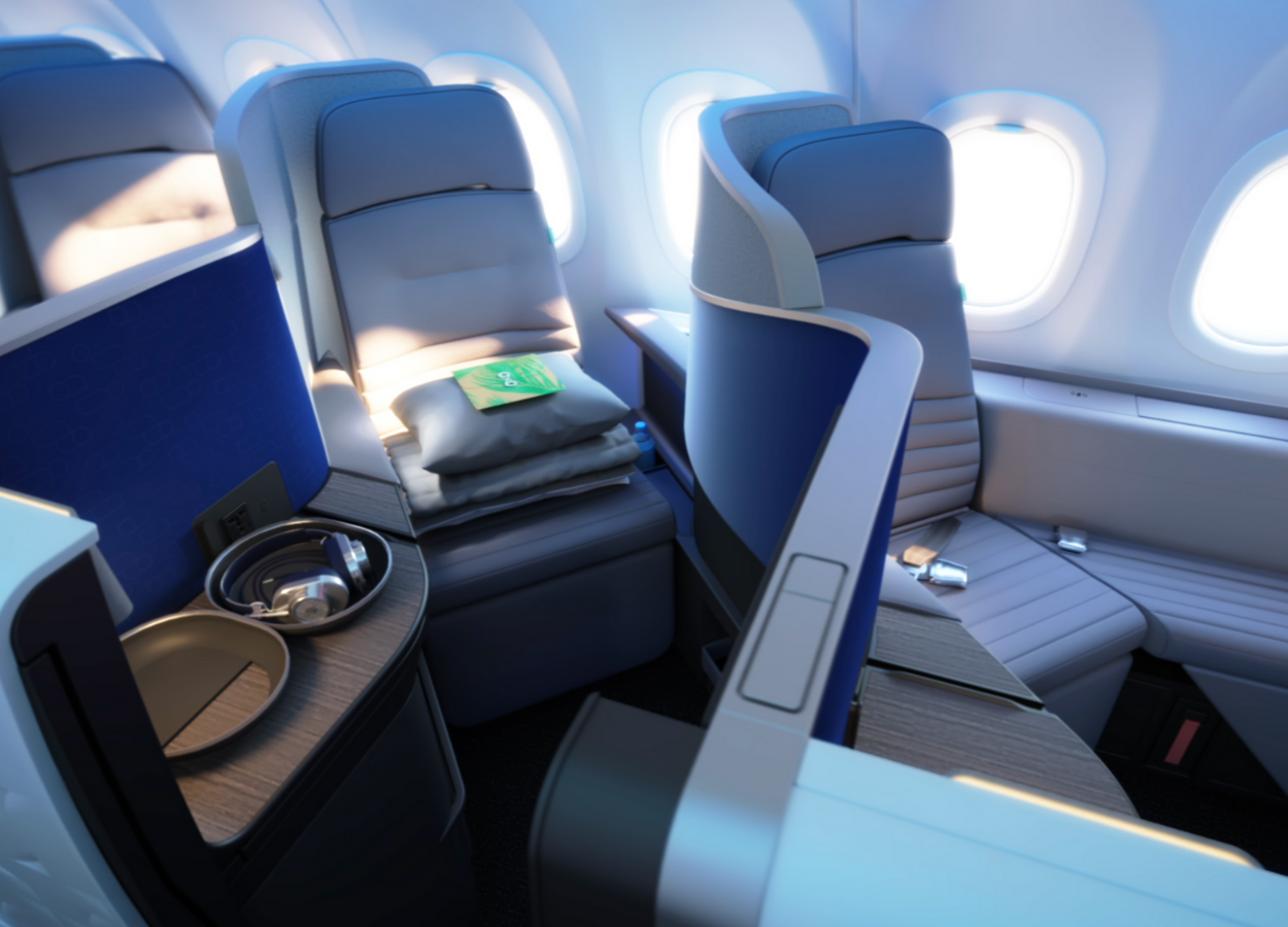 A seat in JetBlue's latest generation of Mint, the airline's business class product