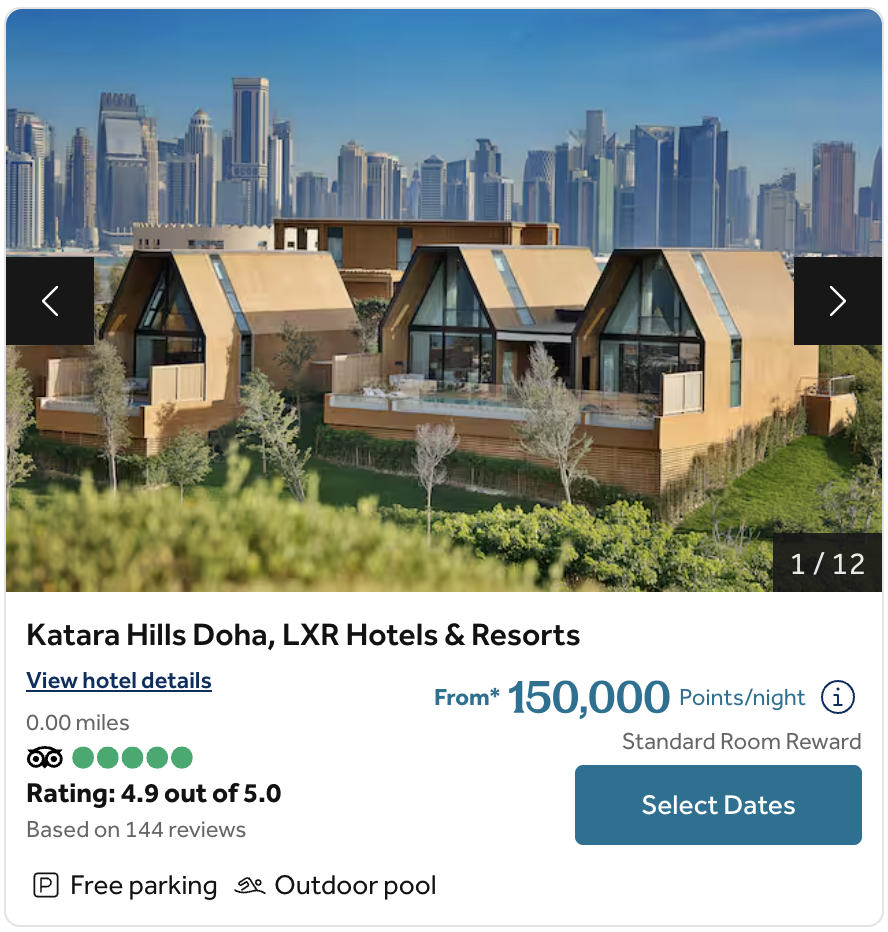 Katara Hills Doha award rates.