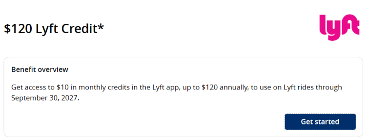 A screenshot from Chase which shows the Lyft benefit for Chase Sapphire Reserve cardholders.
