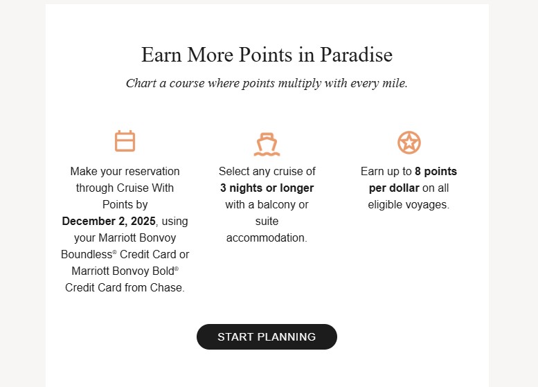 Marriott Cruise with Points 8X Rewrads November 2025 Promotion