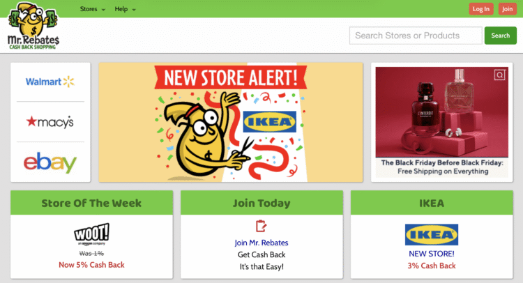 Mr. Rebates homepage.