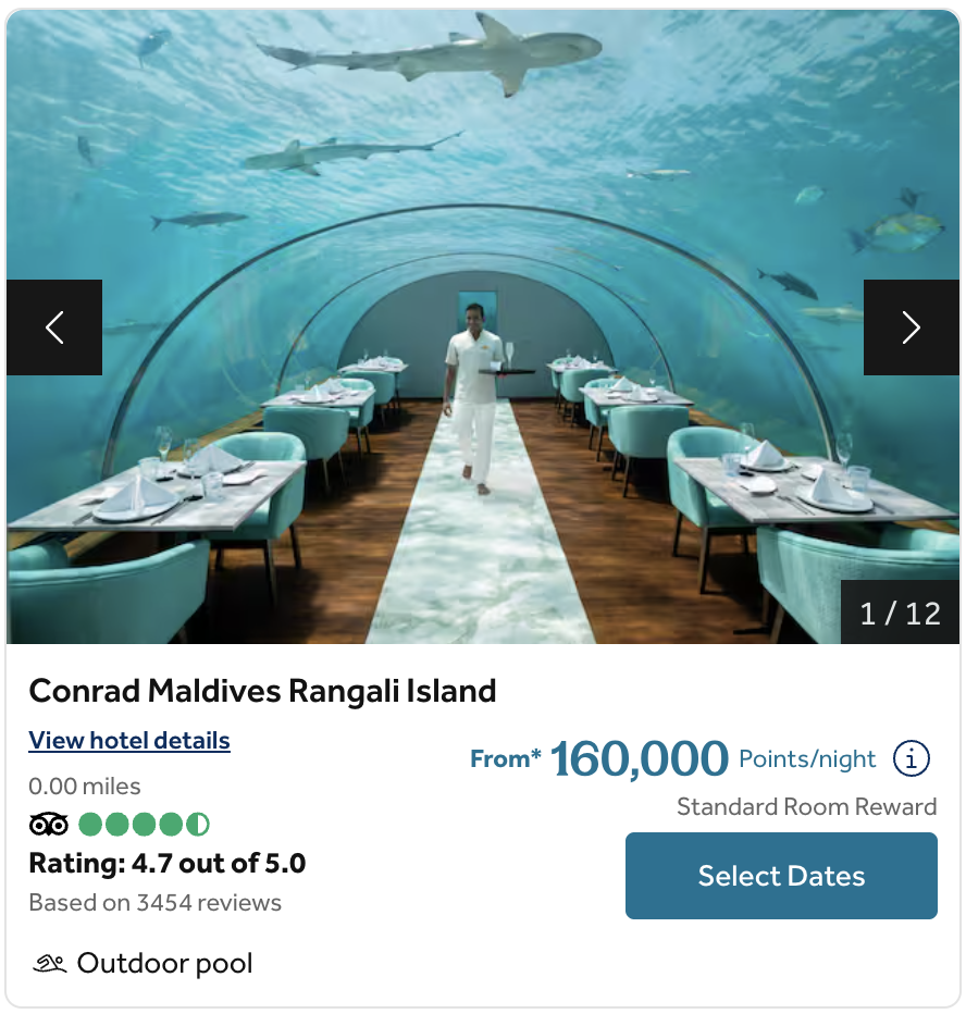 Conrad Maldives Rangali Island award rates.