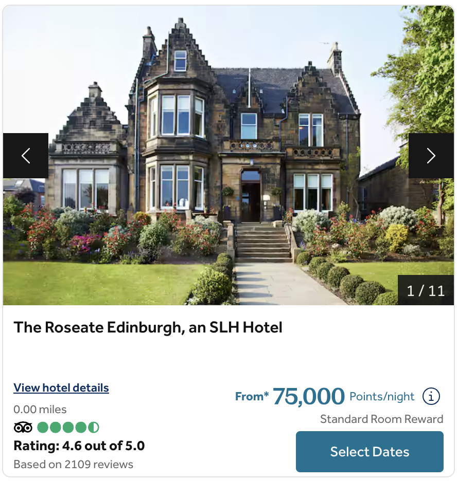 The Roseate Edinburgh, an SLH Hotel award rates.