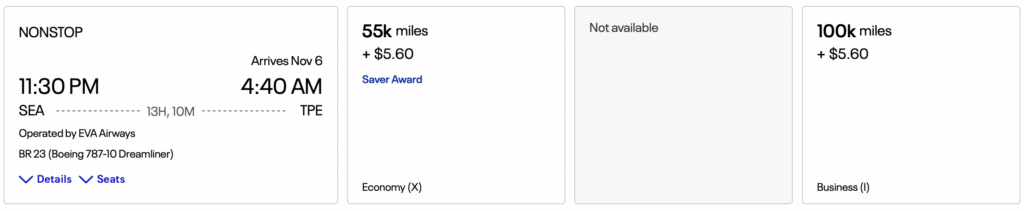 Seattle (SEA) to Taipei (TPE)