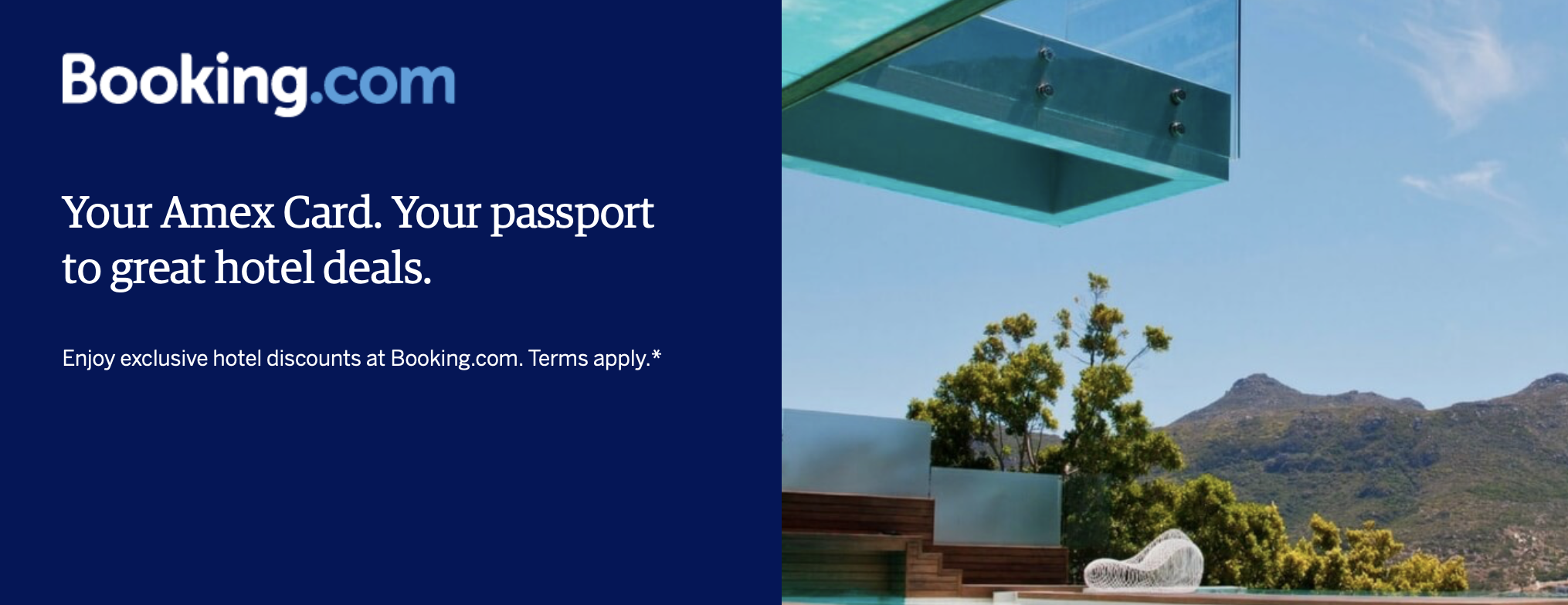 A screenshot of the Booking.com / Amex benefits platform