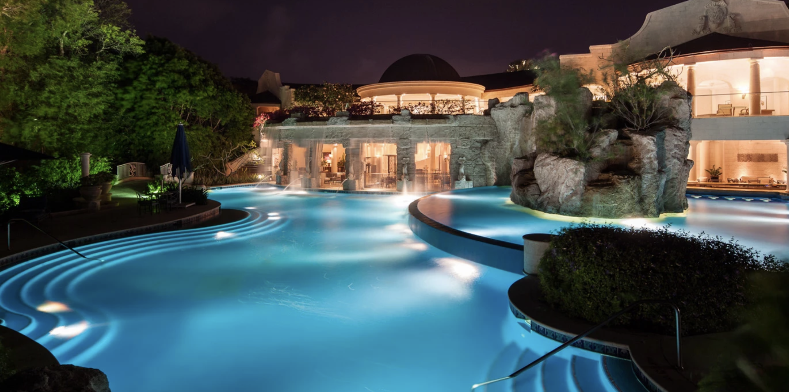 The pool area at Sandy Lane Barbados