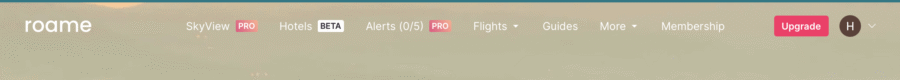 Roame.Travel menu bar
