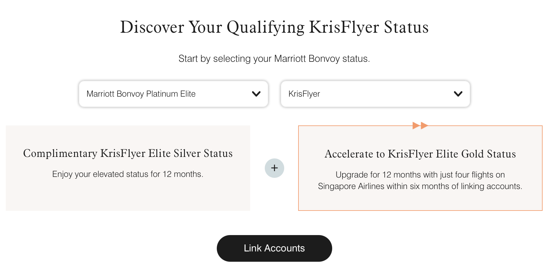 Marriott Platinum Elite to Singapore KrisFlyer status match offer