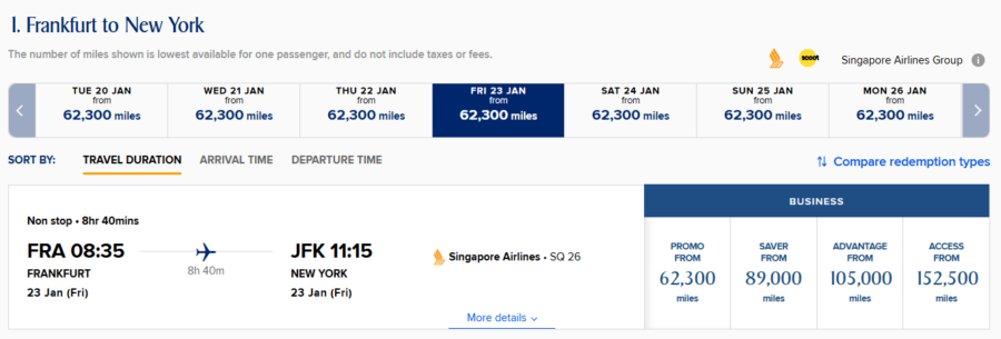 Singapore Airlines Spontaneous Escapes discounted pricing from Frankfurt to New York