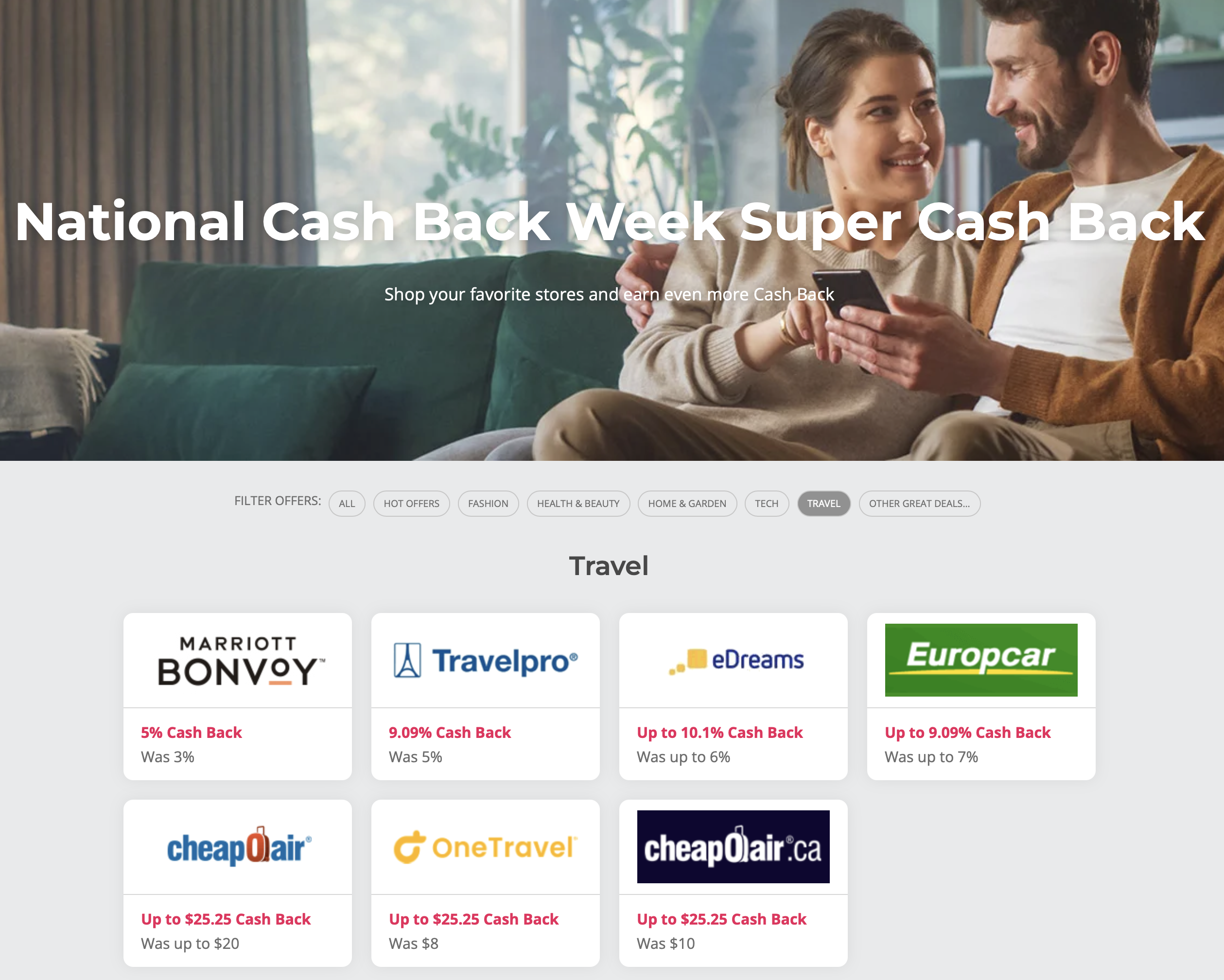 TopCashBack National Cash Back Week promos.