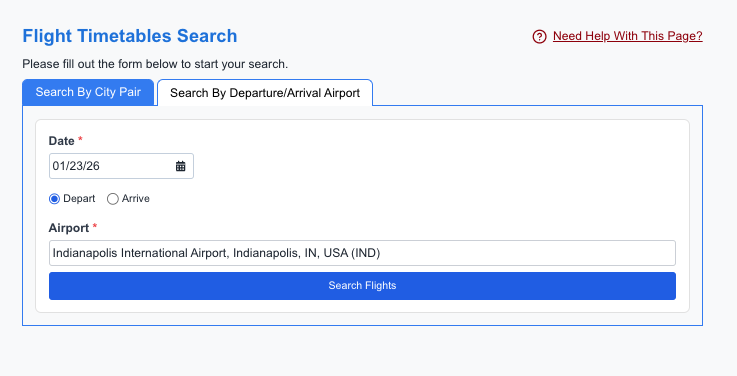 Searching For Departures From A Specific Airport on ExpertFlyer
