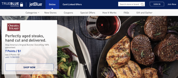 TrueBlue shopping homepage.