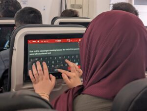 Photo of a Turkish Airlines passenger typing out a complaint