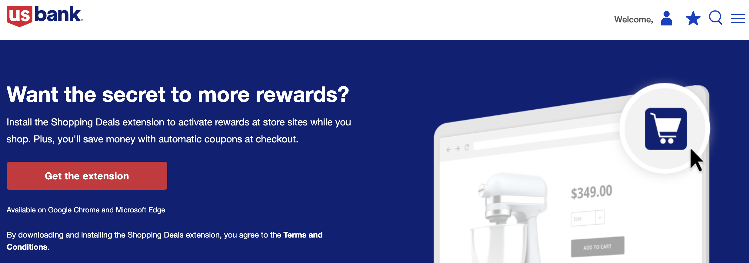 U.S. Bank shopping portal.