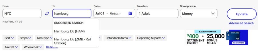 United NYC to HAM Station with DB